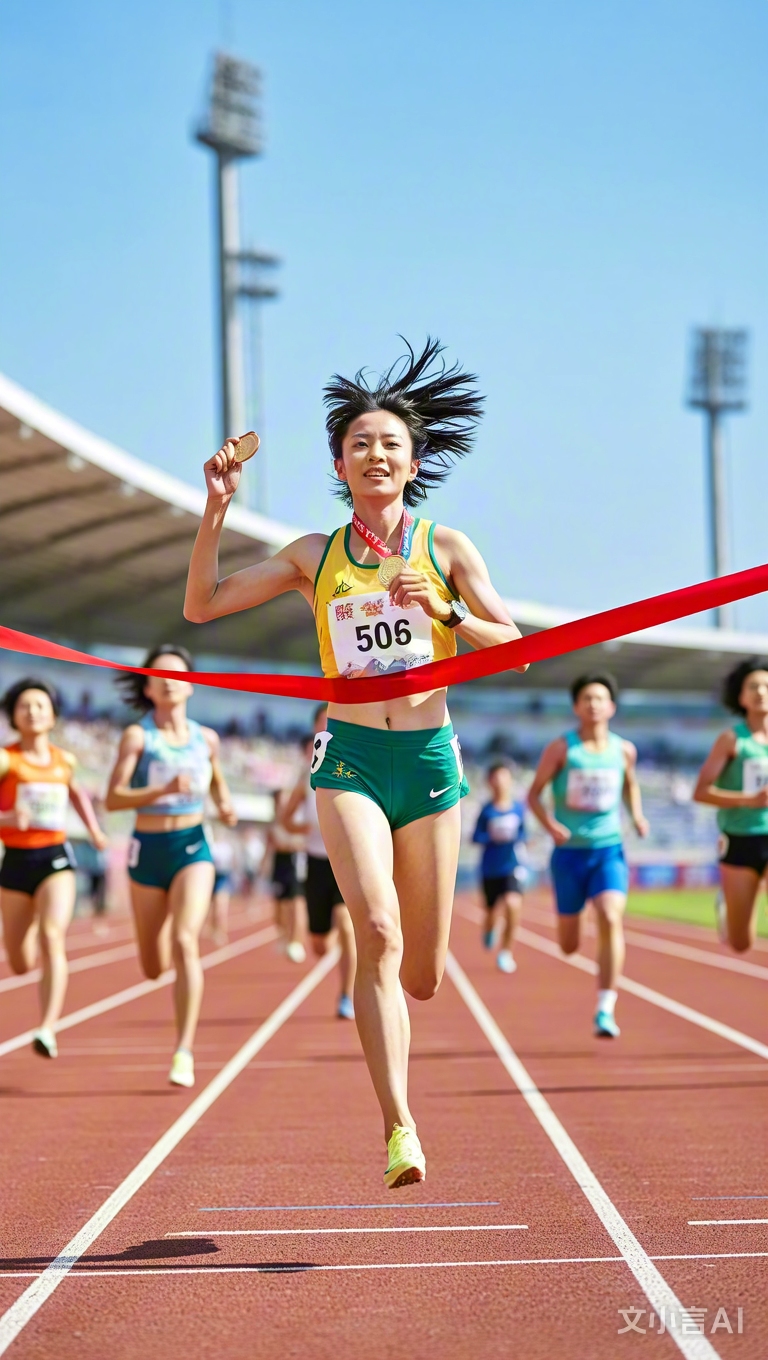 田径比赛选手速度飞快,一路领先 田径比赛选手速度飞快,一路领先
